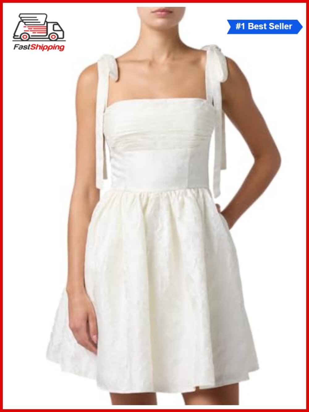 ✨ Lulus Sydney Tie Shoulder Fit & Flare Mini Dress Cocktail Party